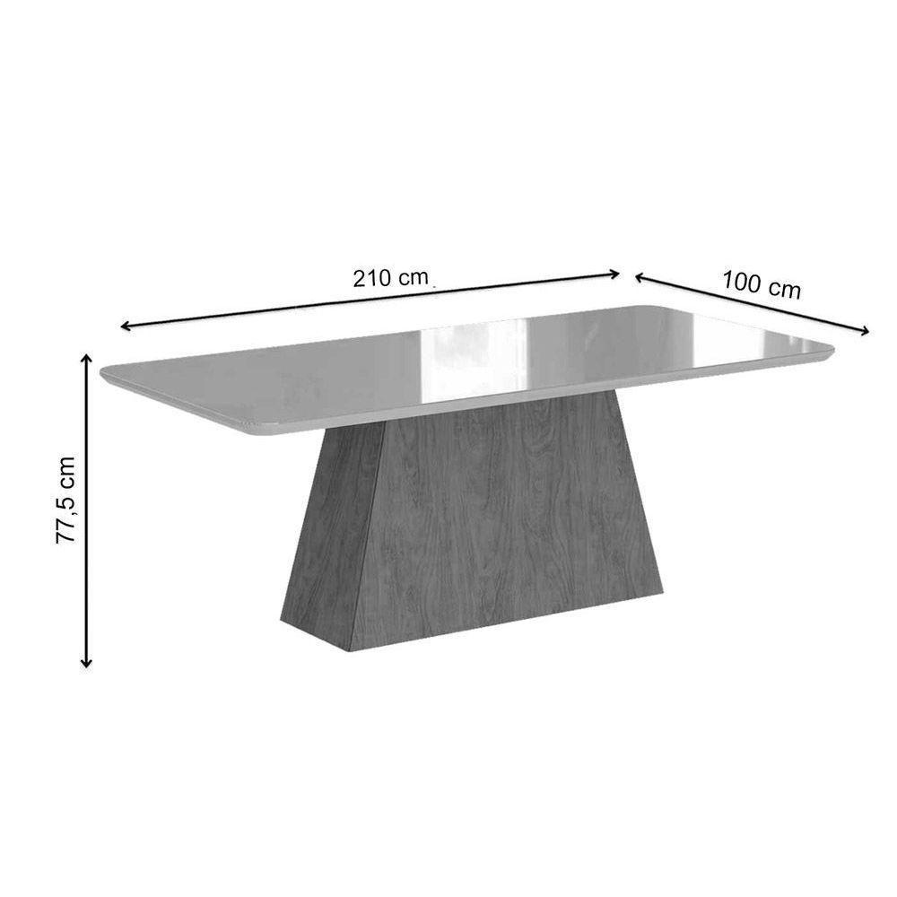 Mesa para Cozinha Helena + Tampo Madeirado Vidro 210x100cm Nature/Off White - Cimol - 5