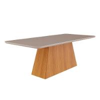 Mesa para Cozinha Helena + Tampo Madeirado Vidro 210x100cm Nature/Off White - Cimol - 1