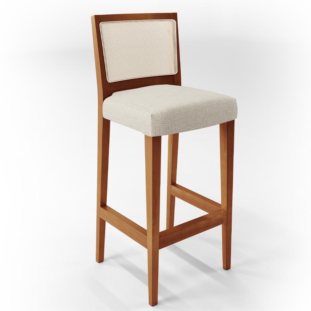 Kit 02 Banquetas Alta Branco Linho Champagne - 4