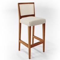 Kit 02 Banquetas Alta Branco Linho Champagne