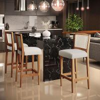 Kit 02 Banquetas Alta Branco Linho Champagne - 8