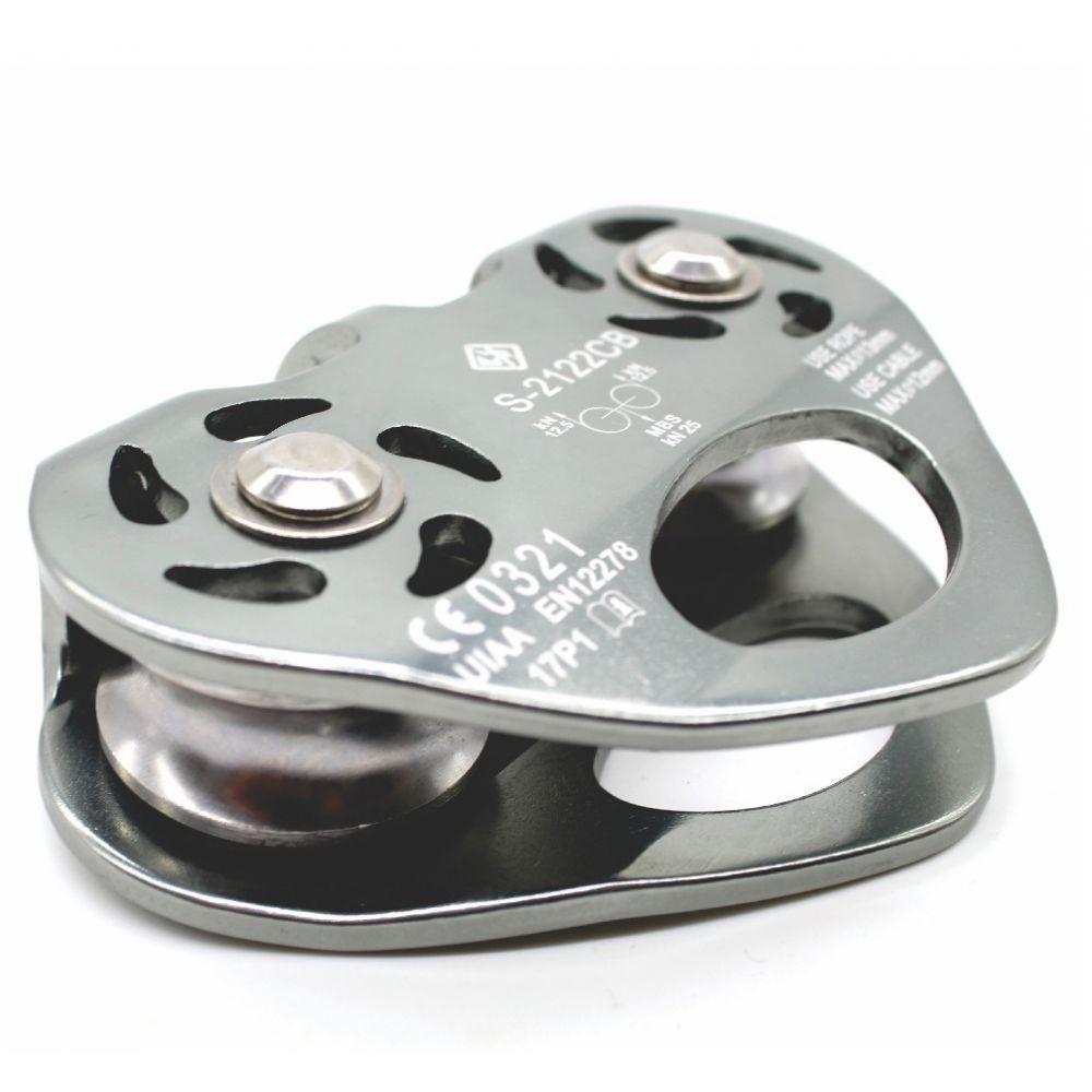 Polia Dupla Em Linha Tirolesa 25kn UsCe Uiaa Para Corda E Cabo De Aço Cinza - 1