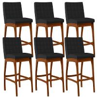 Kit 06 Banquetas Altas Mila Facto Preto Fosco - 1