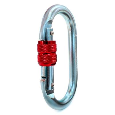 Mosquetão Sideup Aço Oval Trava Rosca 25kn Cinza/Vermelho