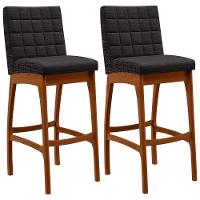 Kit 02 Banquetas Altas Mila Linho Chumbo - 1