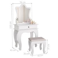 Penteadeira Com Banqueta Laila Luxo Infantil Branco