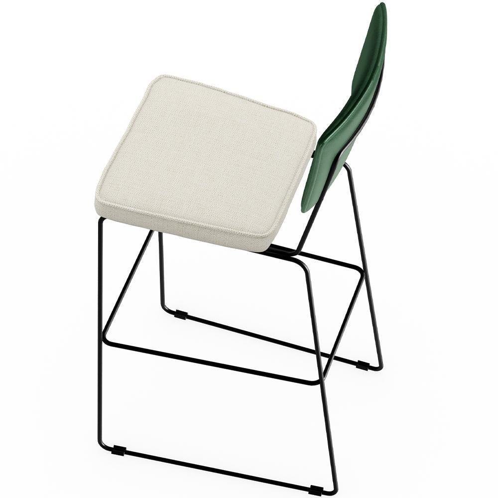 Kit 03 Banquetas Altas Facto Verde Musgo Linho Champagne - 3