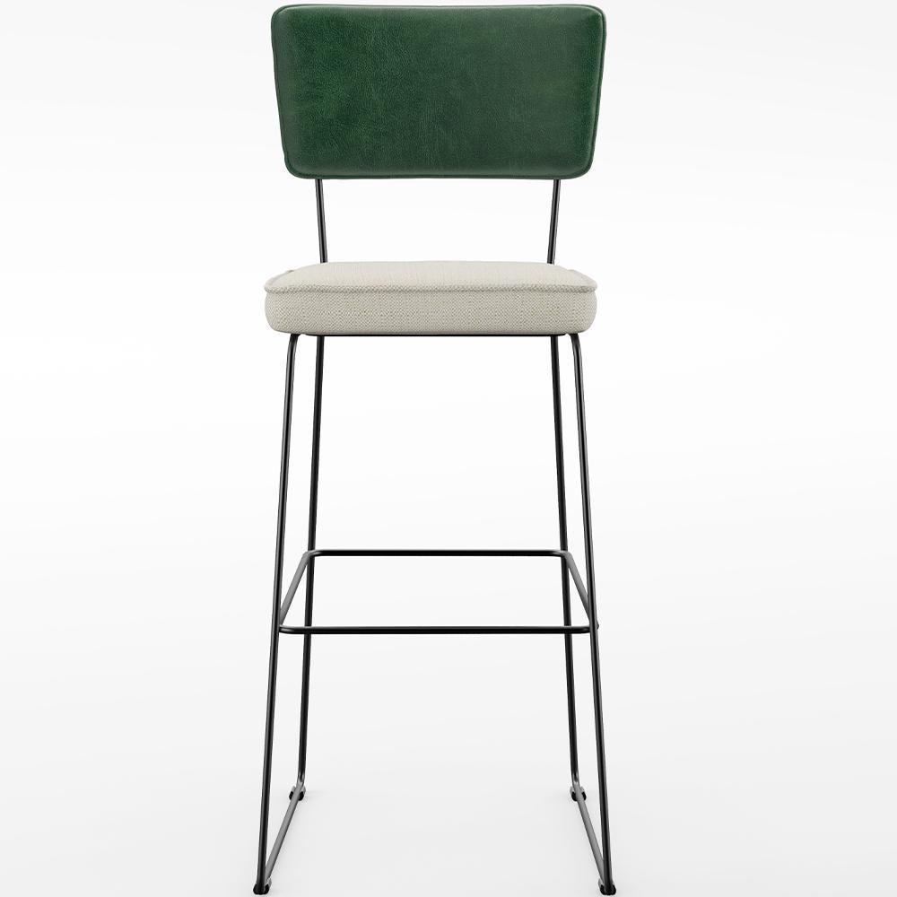 Kit 03 Banquetas Altas Facto Verde Musgo Linho Champagne - 5