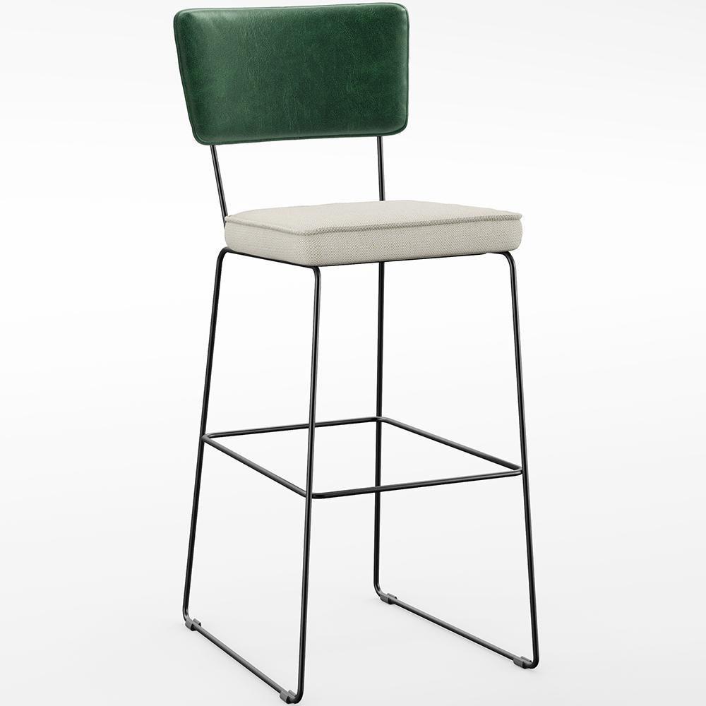 Kit 03 Banquetas Altas Facto Verde Musgo Linho Champagne - 8