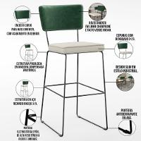 Kit 03 Banquetas Altas Facto Verde Musgo Linho Champagne - 7