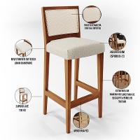 Kit 06 Banquetas Alta Branco Linho Champagne - 6