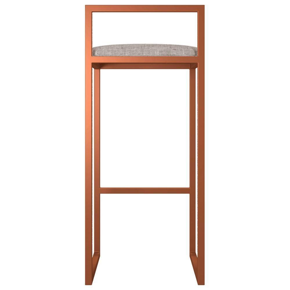 Kit 03 Banquetas Alta Hanna Bronze Linho Bege - 4