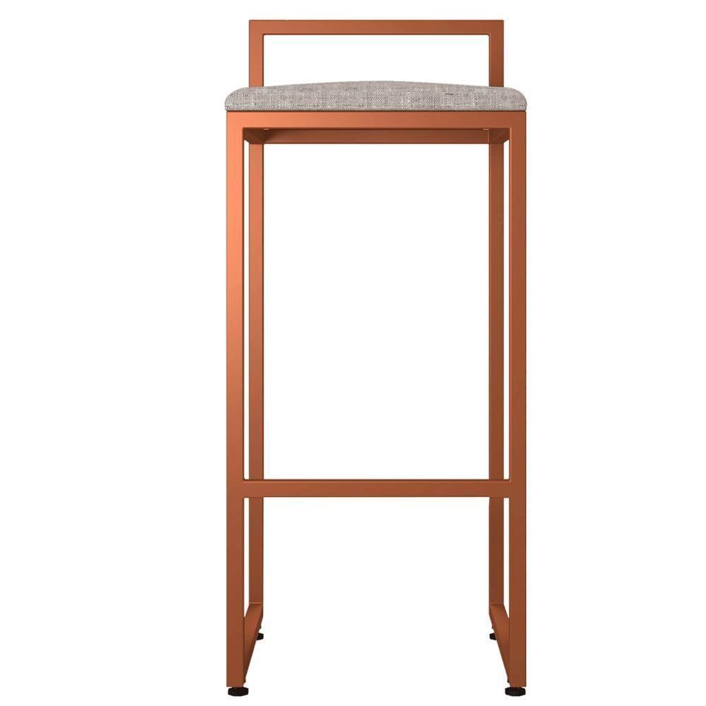 Kit 03 Banquetas Alta Hanna Bronze Linho Bege - 5