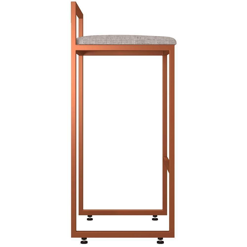 Kit 03 Banquetas Alta Hanna Bronze Linho Bege - 8