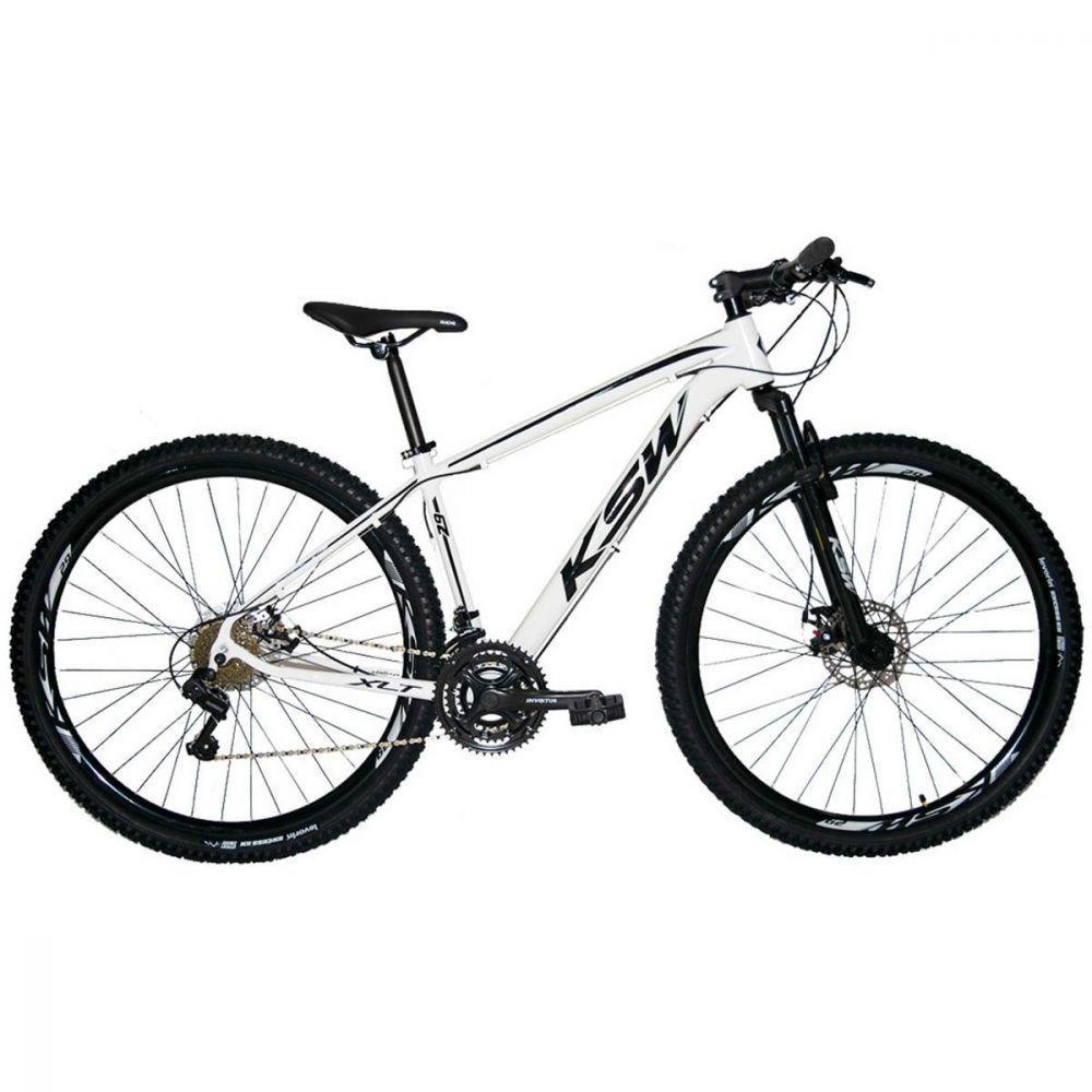 Bicicleta Aro 29 Ksw Xlt 24 Marchas Shimano Freio Hidraulico Branco Preto 19´´ - 1