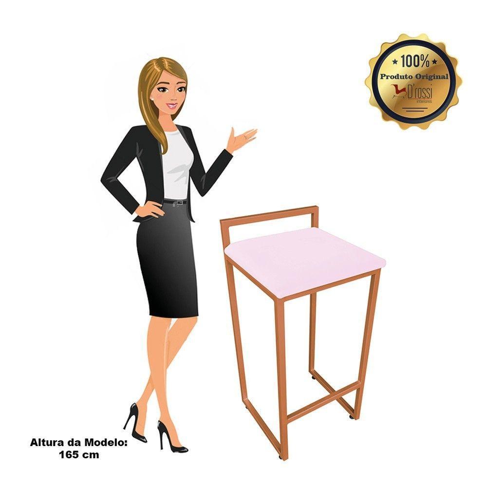 Banqueta Pietra Suede Base Cobre Rosa Bebê - 5