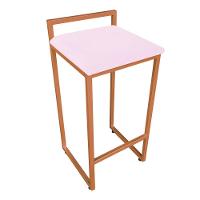 Banqueta Pietra Suede Base Cobre Rosa Bebê - 2