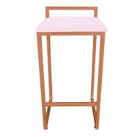 Banqueta Pietra Suede Base Cobre Rosa Bebê
