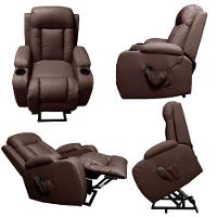 Poltrona Do Papai Com Massagem Aquecimento Austin Elevação 150º Pu Marrom Chocolate G31 Gran Belo - 5