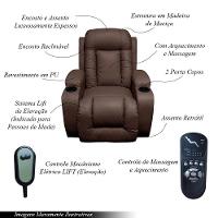 Poltrona Do Papai Com Massagem Aquecimento Austin Elevação 150º Pu Marrom Chocolate G31 Gran Belo - 8