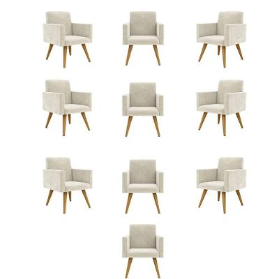 Kit 10 Poltronas Decorativas Nina Escritório Recepção Suede Bege Balaqui Decor