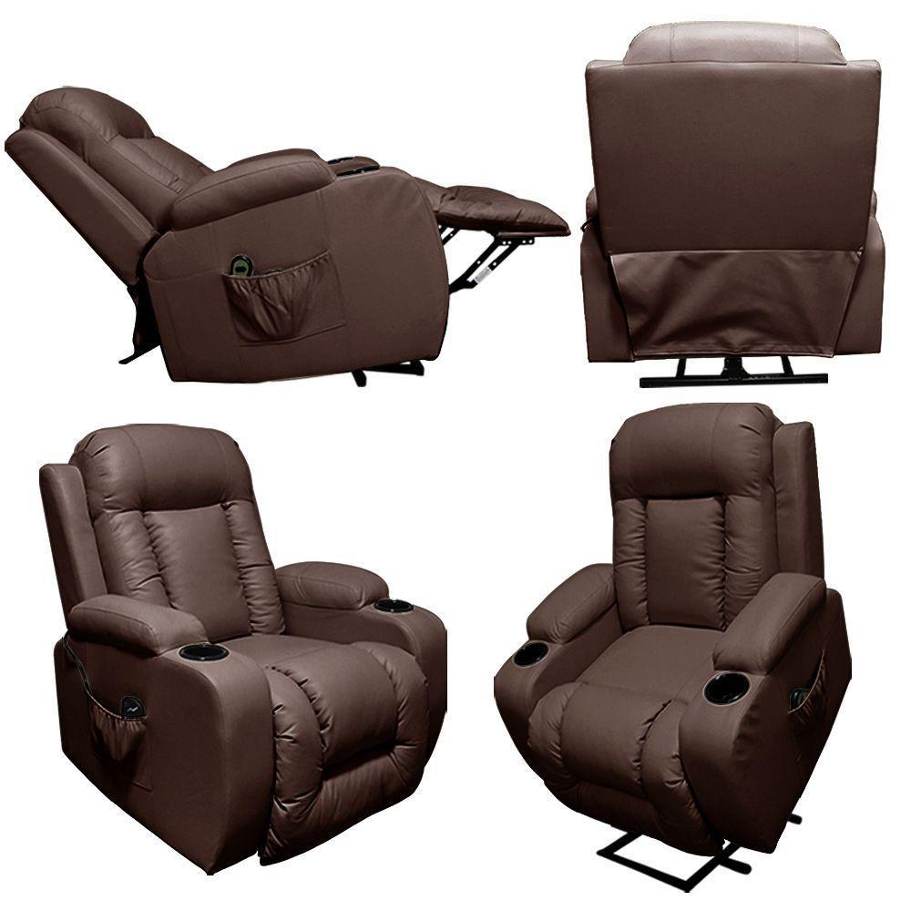 Poltrona Do Papai Austin Com Elevação 150º Massagem Aquecimento Pu Marrom Chocolate G31 Gran Belo - 3