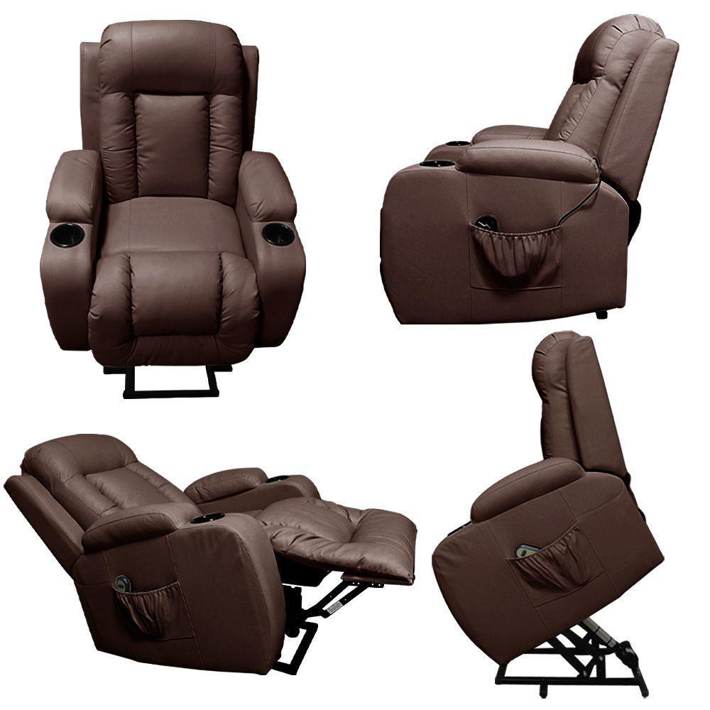 Poltrona Do Papai Austin Com Elevação 150º Massagem Aquecimento Pu Marrom Chocolate G31 Gran Belo - 4