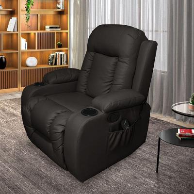 Poltrona Do Papai Reclinável Sala De Cinema Austin Balanço Giratória Pu Marrom G31 - Gran Belo