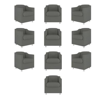 Kit 10 Poltronas Decorativas Tilla Sala de Espera Clinica Cinza Balaqui Decor