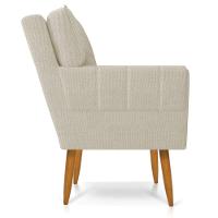 Kit 02 Poltronas Anitta Linho Grosso Bege A19 Pés Palito Castanho