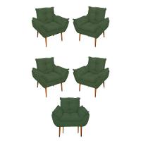 Kit 05 Poltrona Opala Sofá Sala, Quarto, Escritório Suede Cor:verde - 1