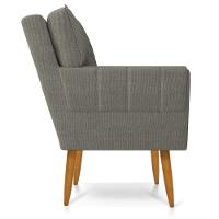 Kit 01 Namoradeira 02 Lugares E 01 Poltrona Anitta Linho Grafite A26 Pés Palito Castanho - 5