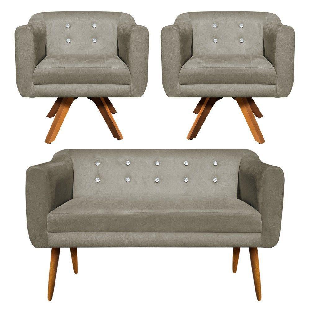 Kit Namoradeira 2 Lugares E 2 Poltronas Julia Marrom Rato - 1