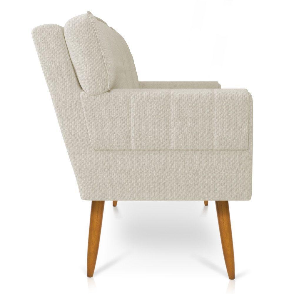 Kit 01 Namoradeira 02 Lugares E 02 Poltronas Anitta Linho Grosso Bege A19 Com Strass Pés Palito Castanho - 4