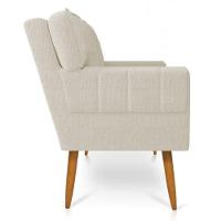 Kit 01 Namoradeira 02 Lugares E 02 Poltronas Anitta Linho Grosso Bege A19 Com Strass Pés Palito Castanho