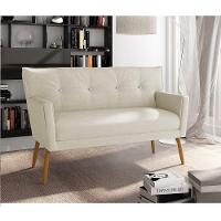 Kit 01 Namoradeira 02 Lugares E 02 Poltronas Anitta Linho Grosso Bege A19 Com Strass Pés Palito Castanho - 8