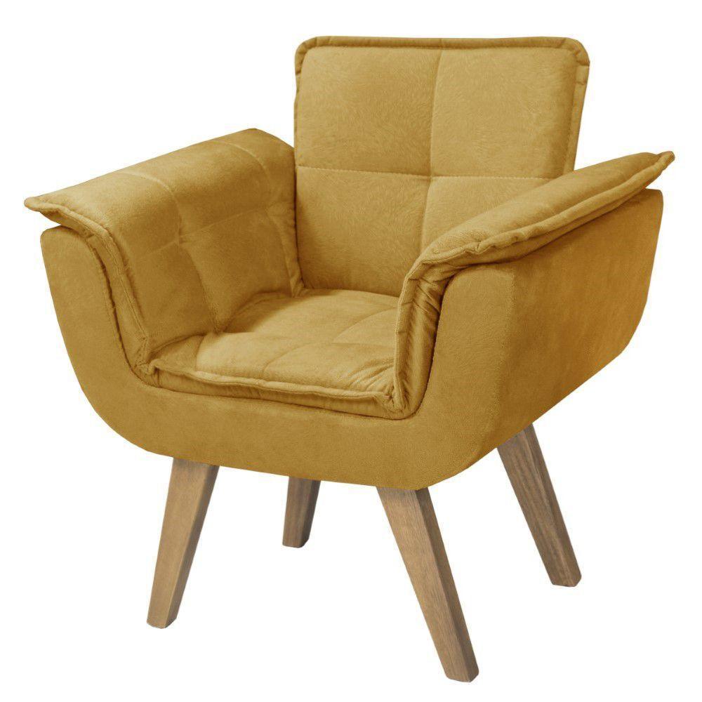 Poltrona Opalla New Base Tecido Amarelo - 2