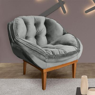 Poltrona Decorativa Marcela Veludo Cinza