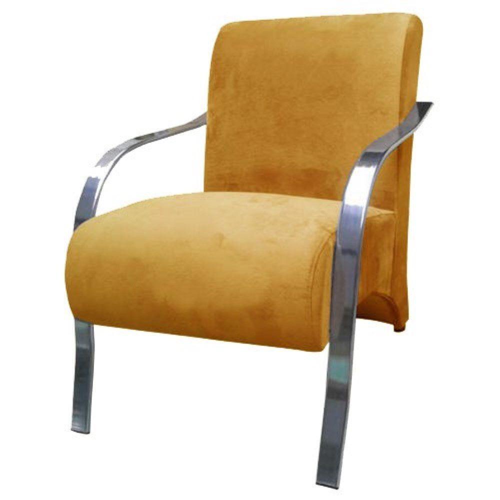 Poltrona Vênus 1 Lugar Braço Alumínio Tecido Amarelo - 4