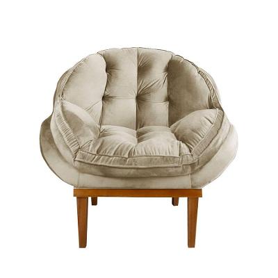 Poltrona Decorativa Marcela Veludo Bege