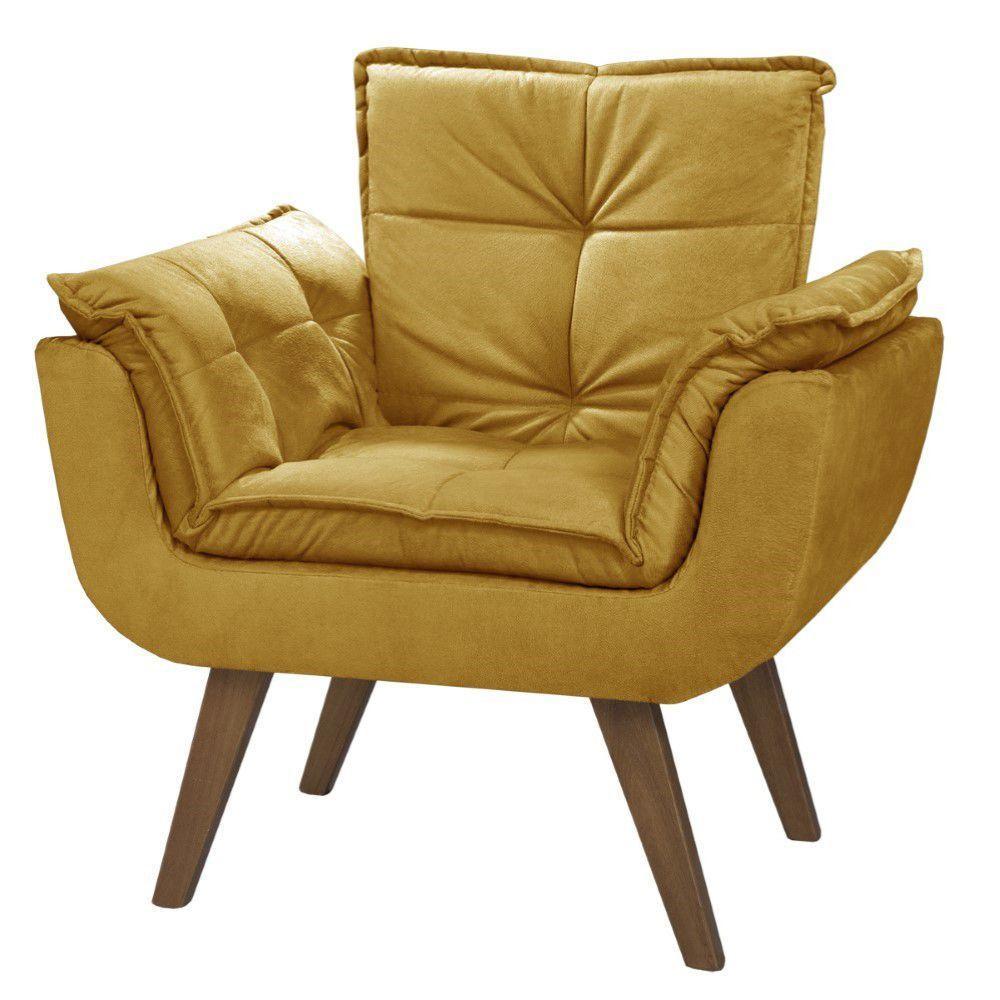 Poltrona Orion 1 Lugar Base Palito Tecido Amarelo - 2