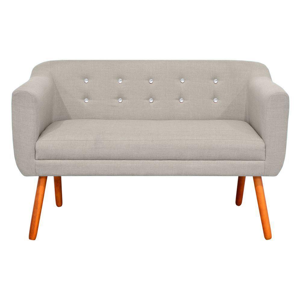 Namoradeira Julia 2 Lugares Linho Fino Bege A27 Strass Pés - 3