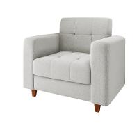 Poltrona Arezzo Linho Cinza Claro A05 Pés Chanfrado Castanho - 4