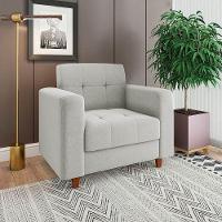 Kit Sofá 03 Lugares E 02 Poltronas Arezzo Linho Cinza Claro - 3