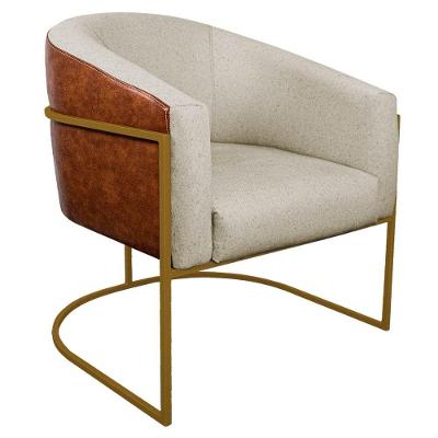 Poltrona Luiza Dourado Corano Nozes E Linho Bege