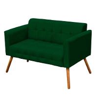 Kit 01 Namoradeira e 01 Poltrona Elisa Suede Verde Pés - 2