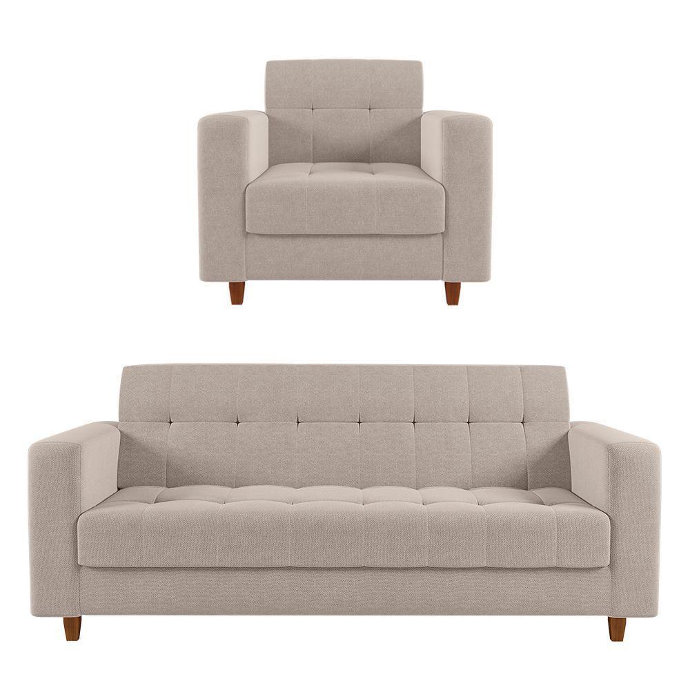 Kit Sofá 03 Lugares e 01 Poltrona Arezzo Linho Areia A27 - 2