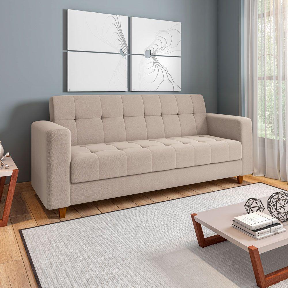 Kit Sofá 03 Lugares e 01 Poltrona Arezzo Linho Areia A27 - 5