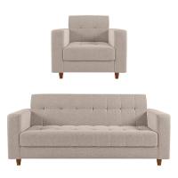 Kit Sofá 03 Lugares e 01 Poltrona Arezzo Linho Areia A27 - 1