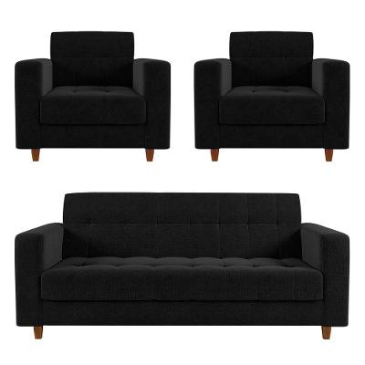 Kit Sofá 3 Lugares 2 Poltronas Arezzo Pés Chanfrado Castanho
